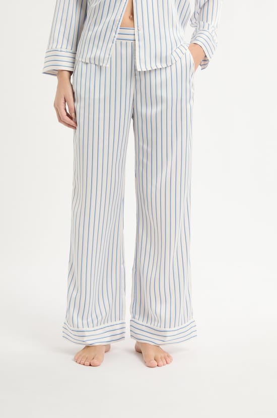 Striped Satin Pyjama Trousers;${refinementColor}