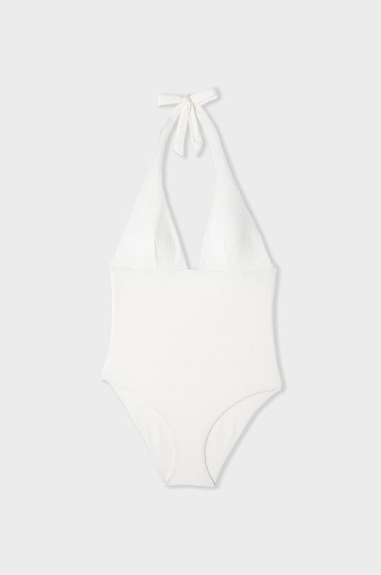 Textured One-Piece Swimsuit with Tie Detail;${refinementColor}