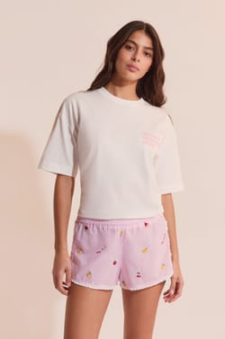 Short de pyjama en coton &agrave; motifs fruits;${refinementColor}