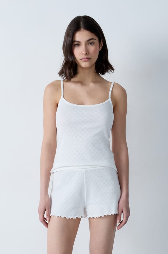 Caraco en coton pointelle;${refinementColor}