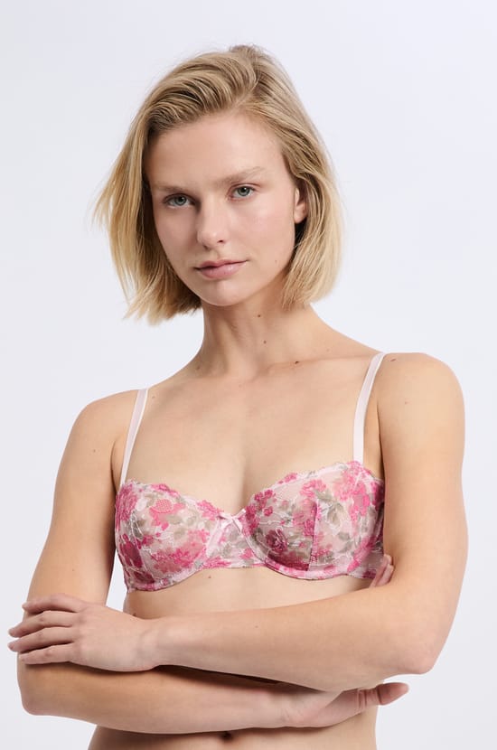 Bra N.9 - Lace Balconette with Flowers;${refinementColor}