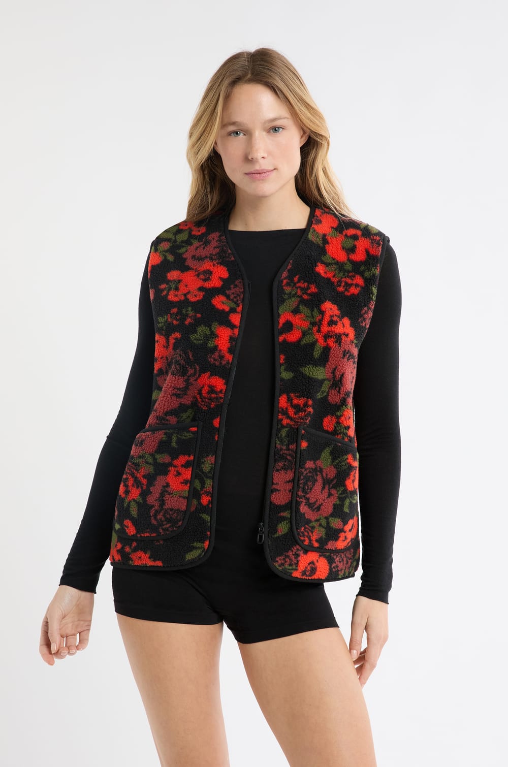 Chaleco sin mangas con efecto sherpa;${refinementColor}