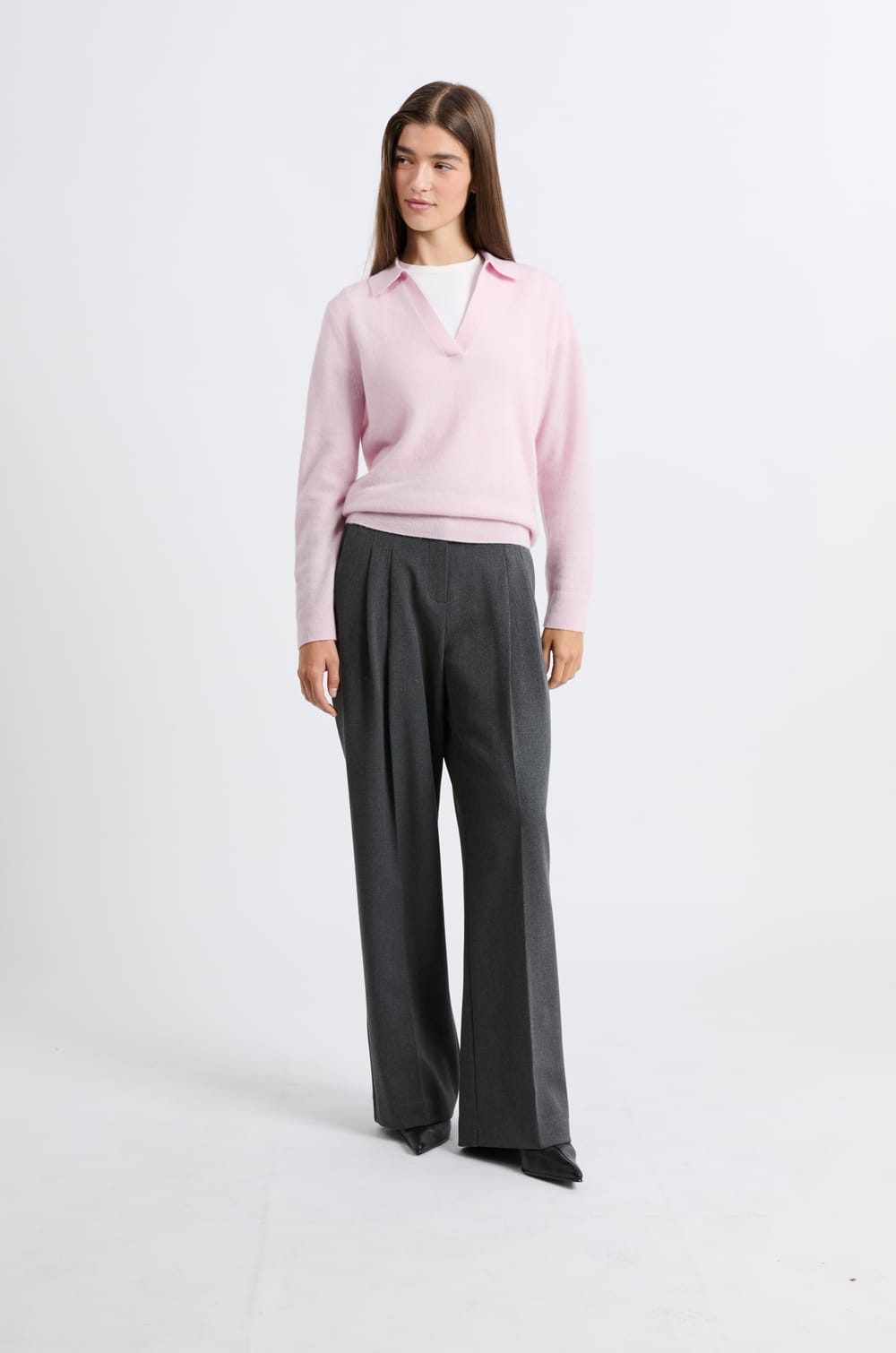 Pull col polo en cachemire;${refinementColor}