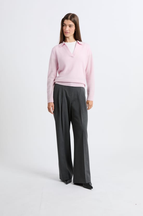 Pull col polo en cachemire;${refinementColor}