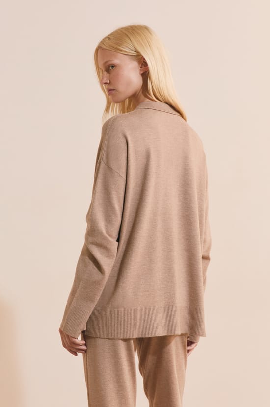Pull de pyjama avec col polo;${refinementColor}