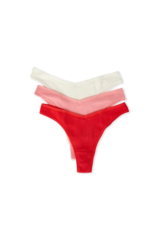 Lot de 3 tangas en coton;${refinementColor}