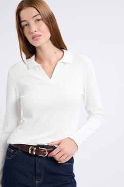 T-shirt manches longues col V;${refinementColor}