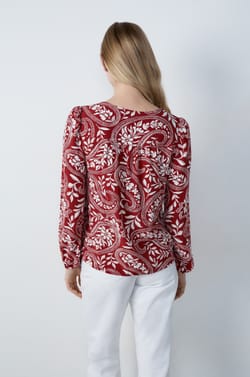 Chemisier col V &agrave; motifs;${refinementColor}