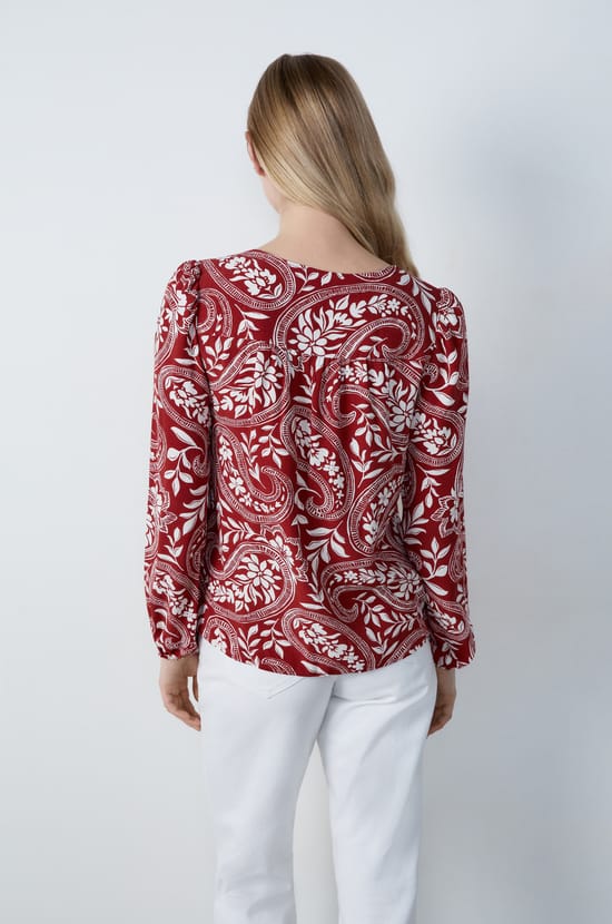 Chemisier col V à motifs;${refinementColor}