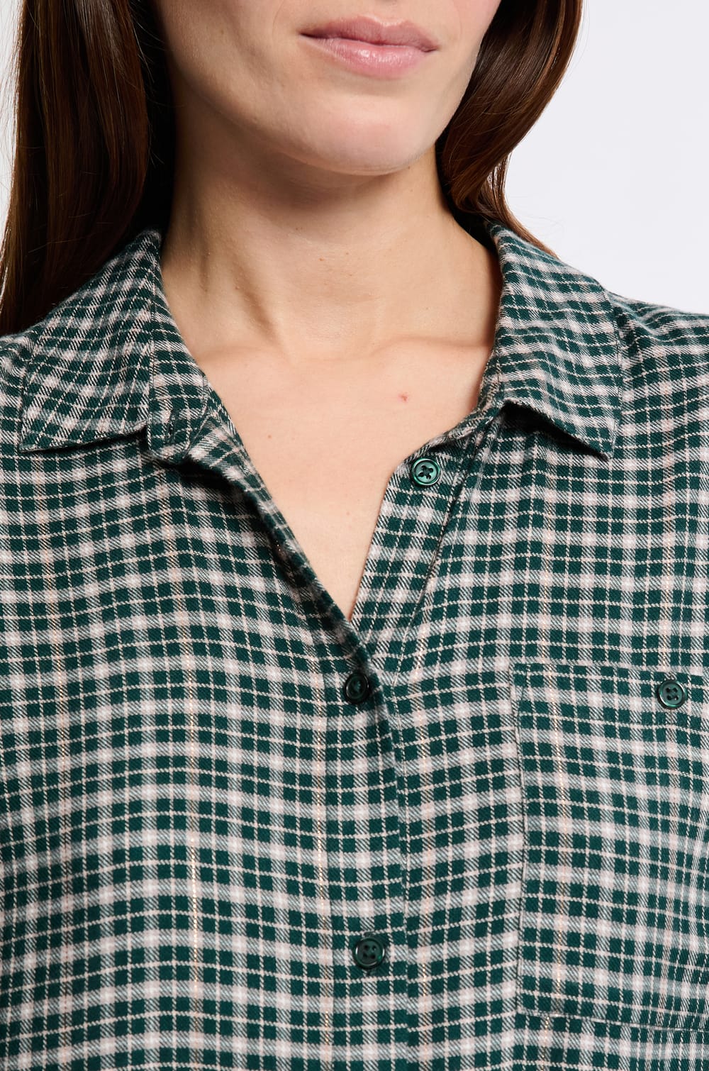 Robe chemise de nuit à carreaux;${refinementColor}
