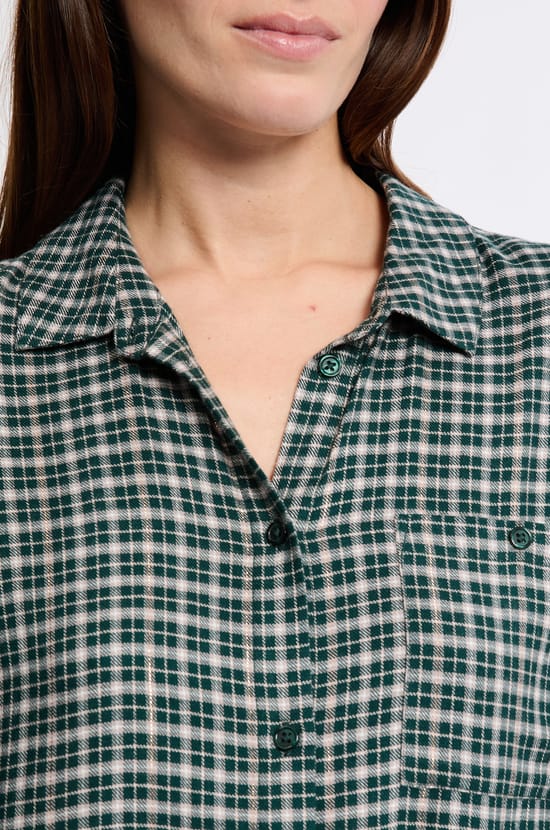 Robe chemise de nuit à carreaux;${refinementColor}