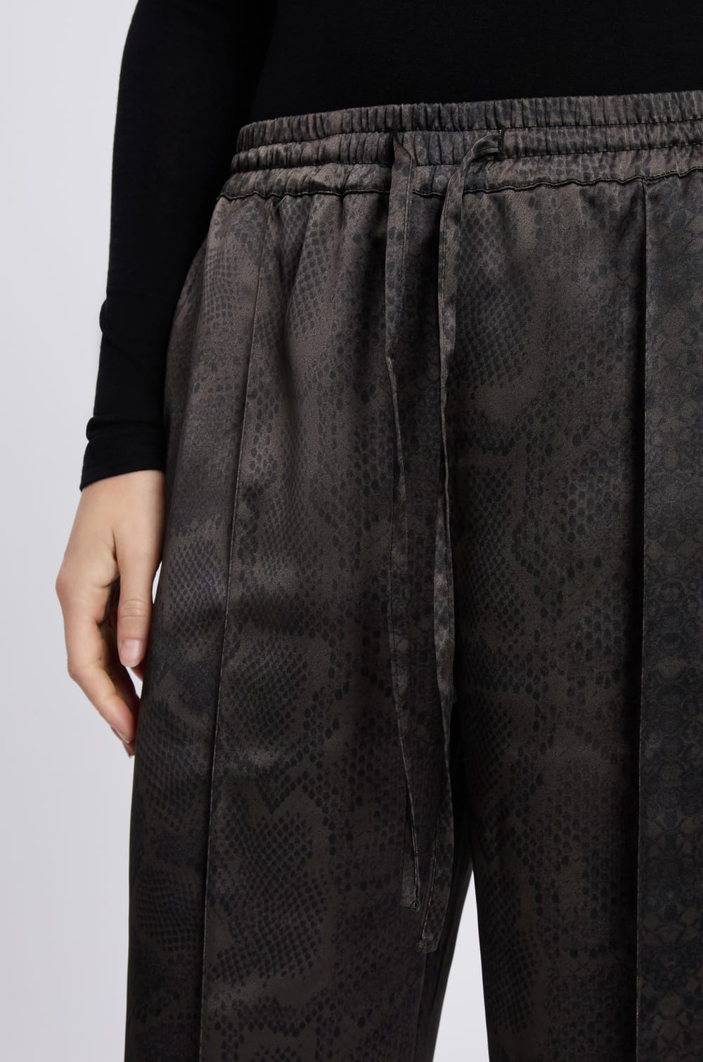 Snake-Print Satin Wide-Leg Pants;${refinementColor}