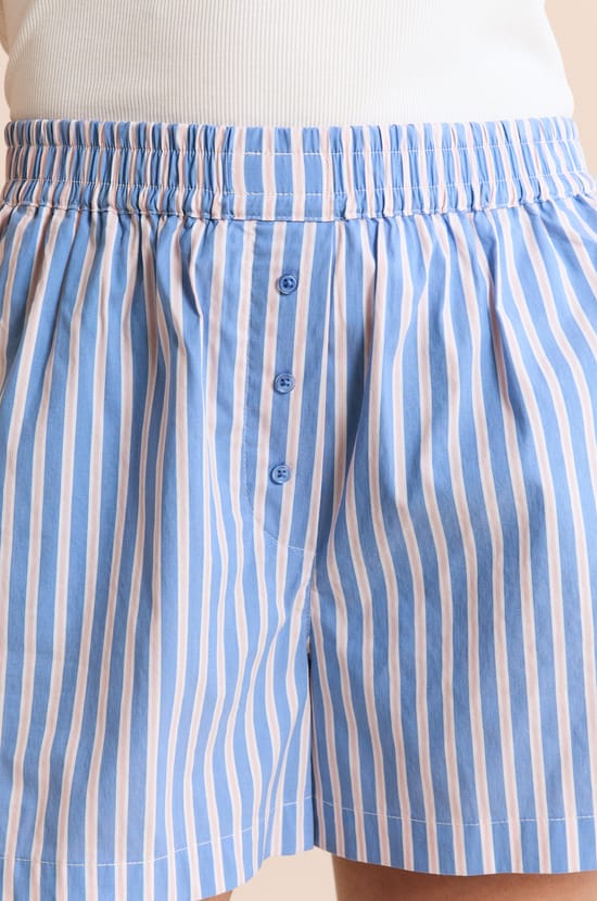 Striped Pyjama Shorts with Cotton;${refinementColor}