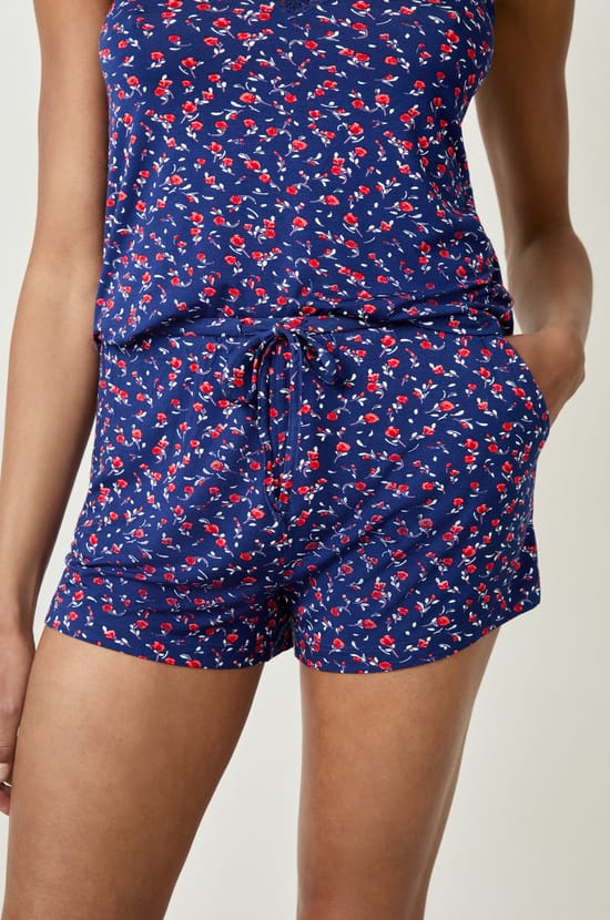 Floral print pyjama shorts;${refinementColor}
