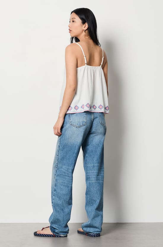 Embroidered Cotton Camisole;${refinementColor}