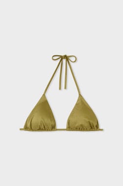 Glittery Triangle Bikini Top;${refinementColor}