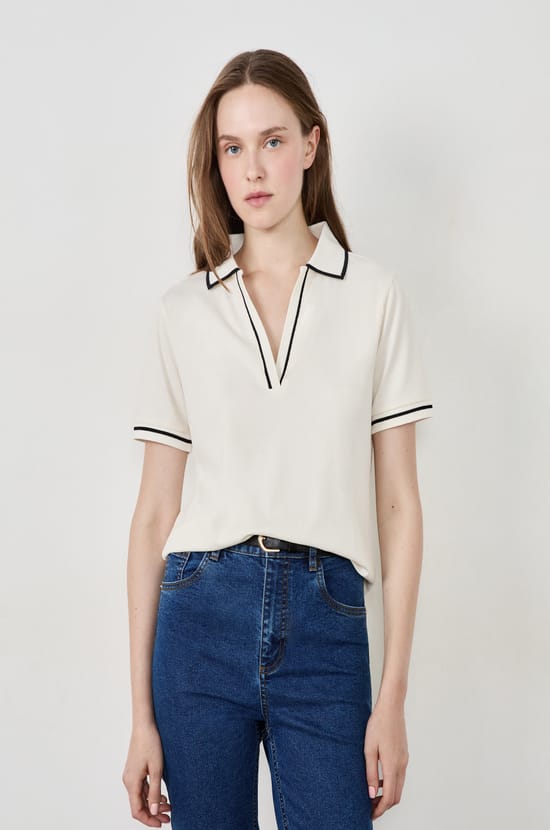 Polo manches courtes en coton;${refinementColor}
