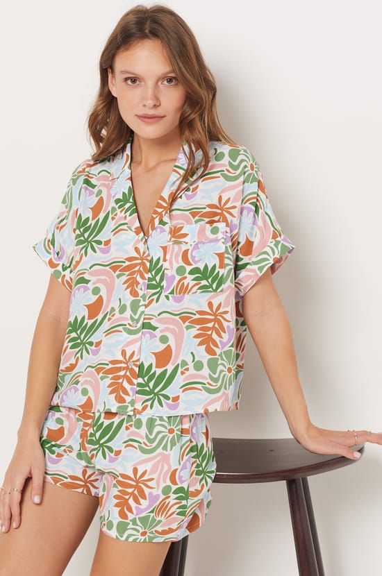 Printed Pyjama Shorts with Elastic Waist;${refinementColor}