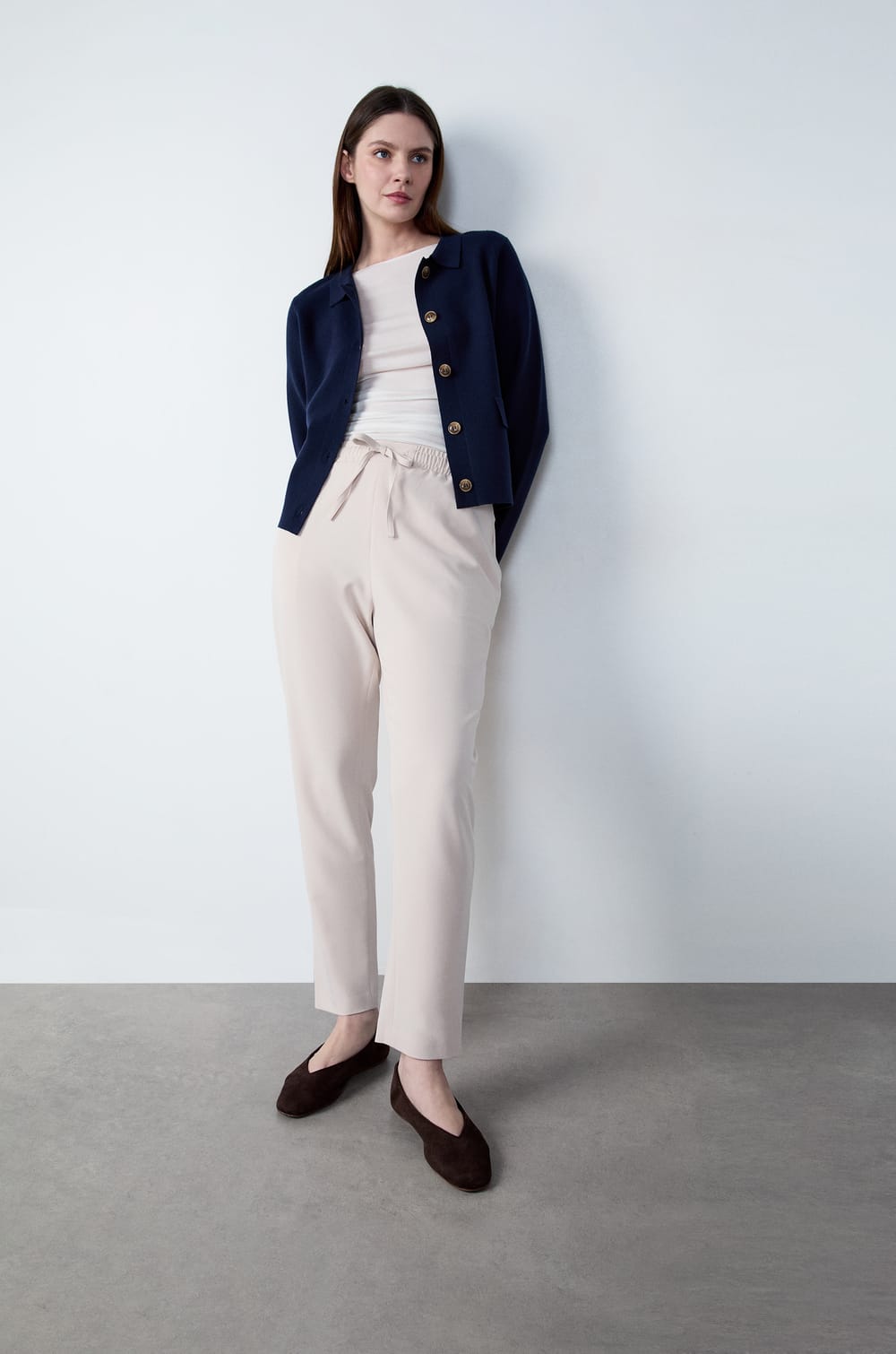 Tie-waist cigarette trousers;${refinementColor}
