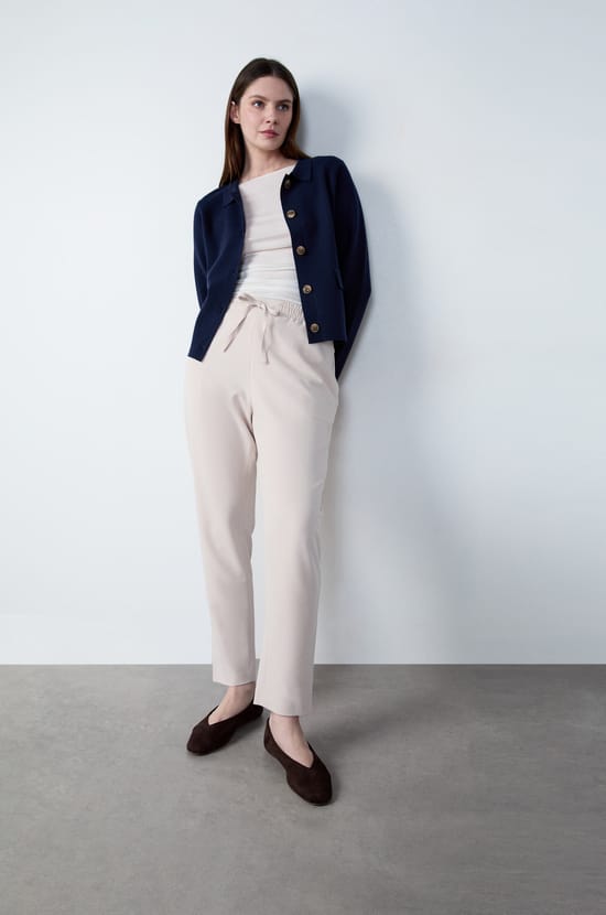 Pantalon coupe cigarette à nouer;${refinementColor}