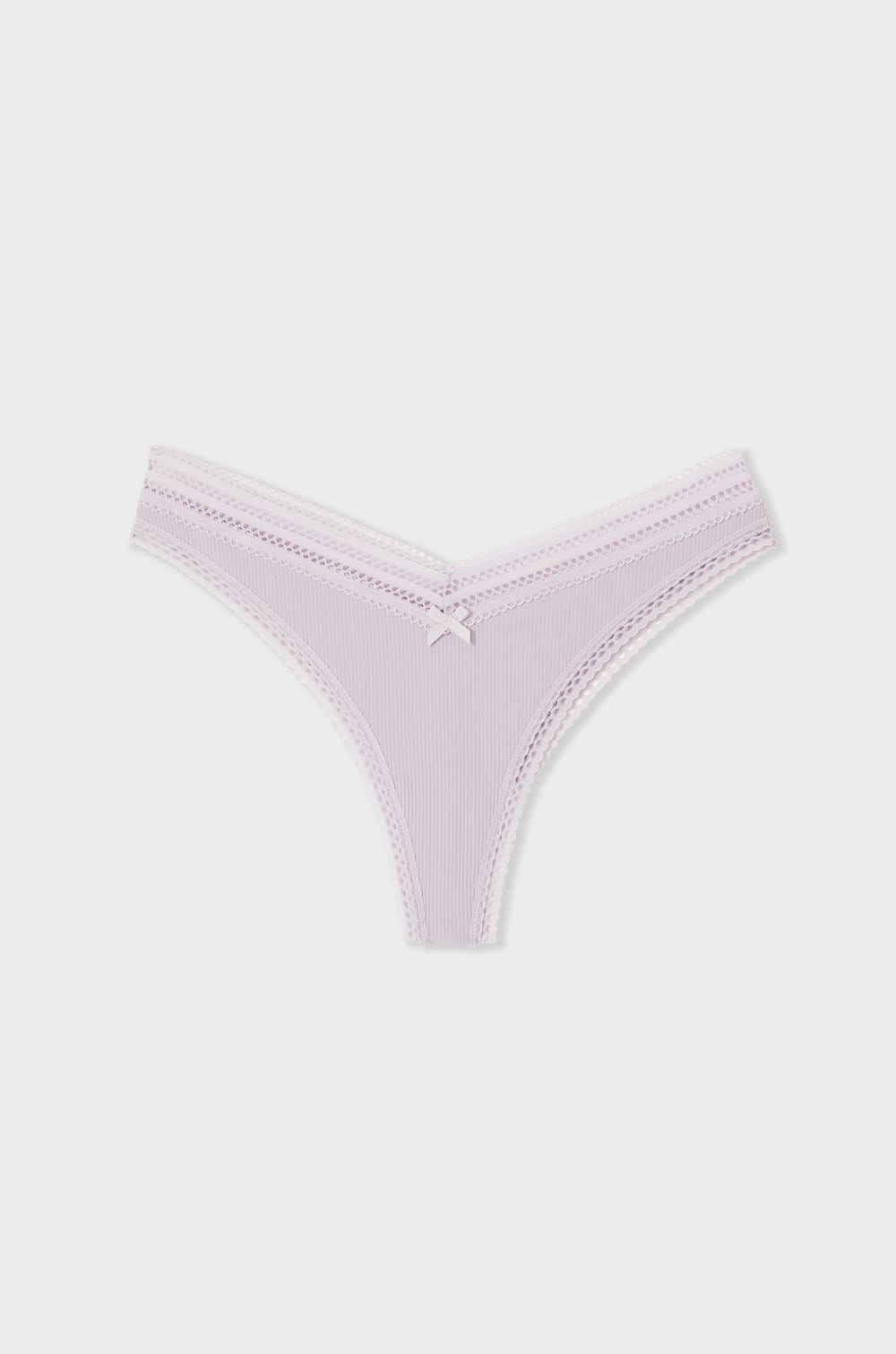 Tanga V-shape en microfibre et dentelle;${refinementColor}