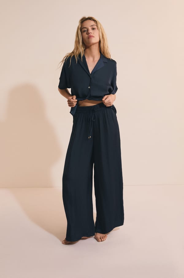 Wide-Cut Satin Trousers;${refinementColor}