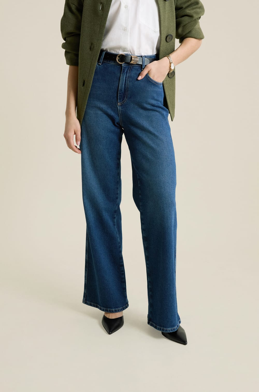 Straight cotton jeans;${refinementColor}
