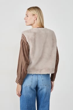 Sleeveless Faux Fur Jacket;${refinementColor}