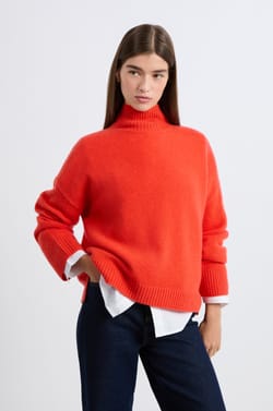 High Neck Cashmere Sweater;${refinementColor}