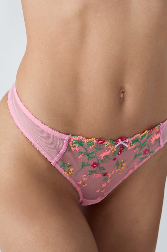 Embroidered Tulle Thong;${refinementColor}