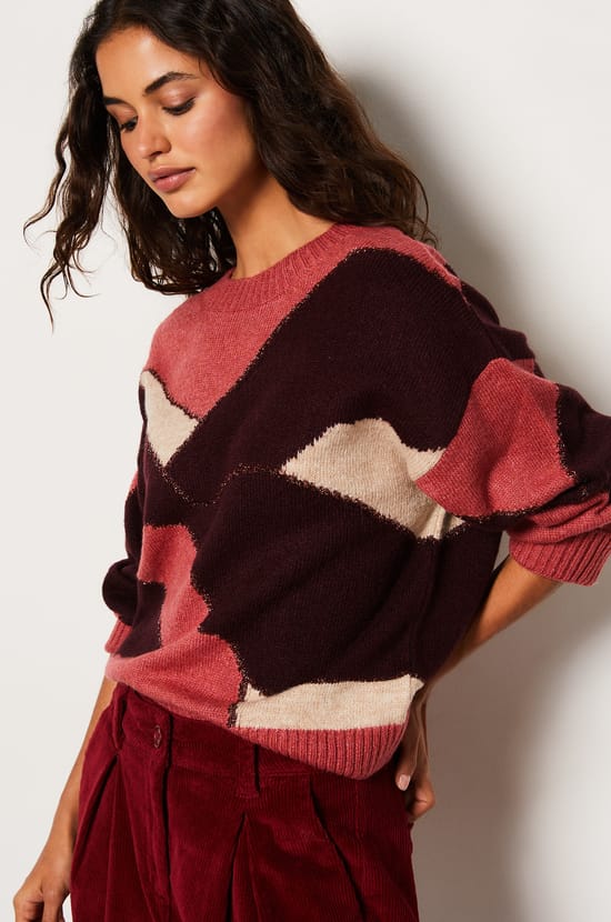Pull col rond à motifs;${refinementColor}