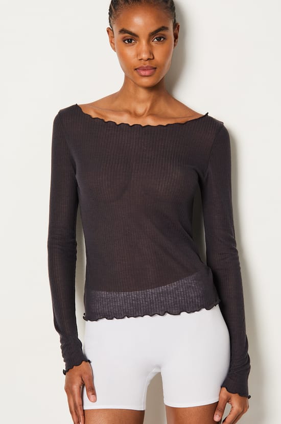 T-shirt manches longues côtelé;${refinementColor}