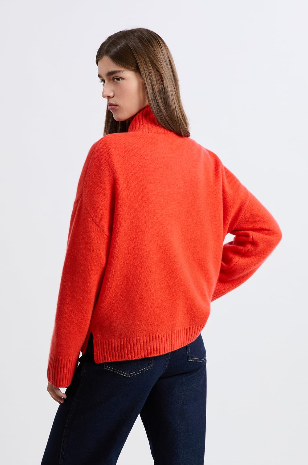 High Neck Cashmere Sweater;${refinementColor}