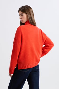 High Neck Cashmere Sweater;${refinementColor}