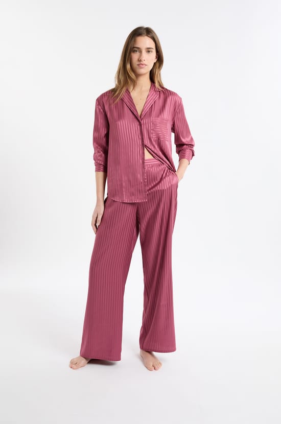 Pantalon de pyjama satinée à rayures;${refinementColor}