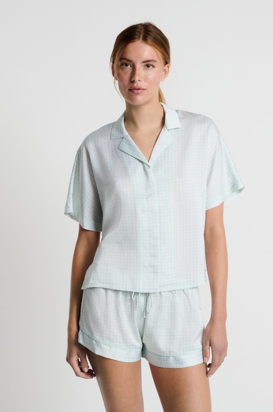 Printed Short-Sleeved Pajama Shirt  ;${refinementColor}