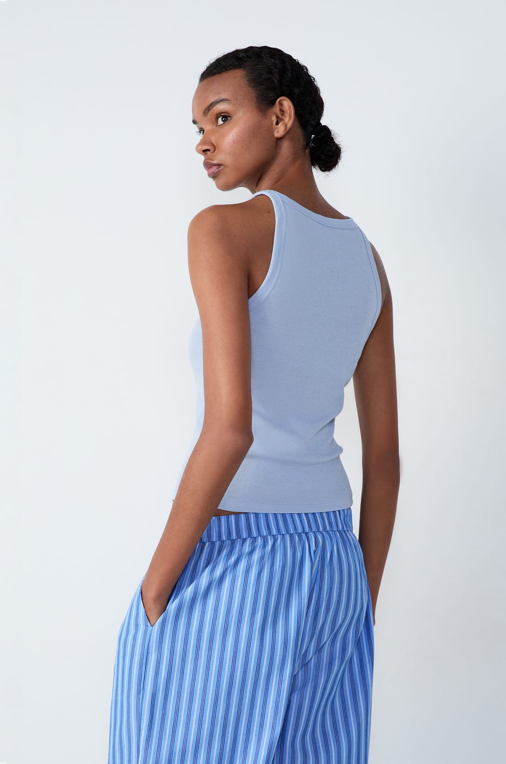 Ribbed Cotton Tank Top;${refinementColor}