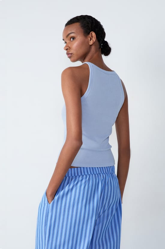 Débardeur côtelé en coton;${refinementColor}