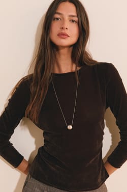 T-shirt manches courtes en velours;${refinementColor}