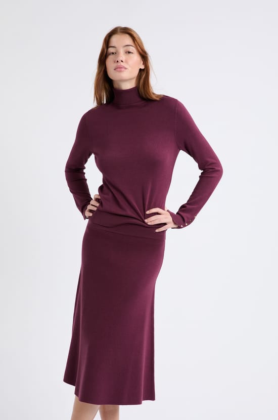 Jupe evasé en maille fine;${refinementColor}