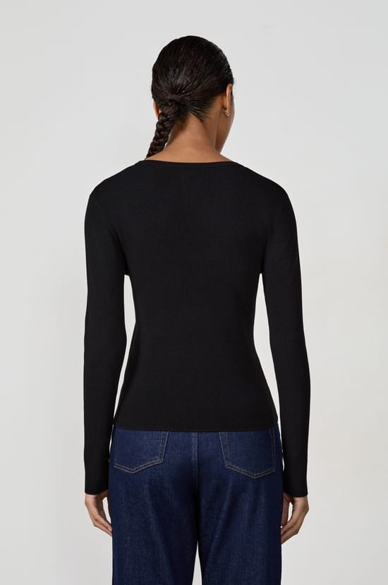 Gilet manches longues en maille fine;${refinementColor}