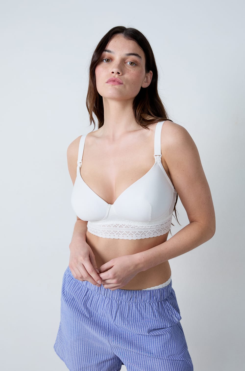 Lightly Lined Bra with Nursing Clips;${refinementColor}