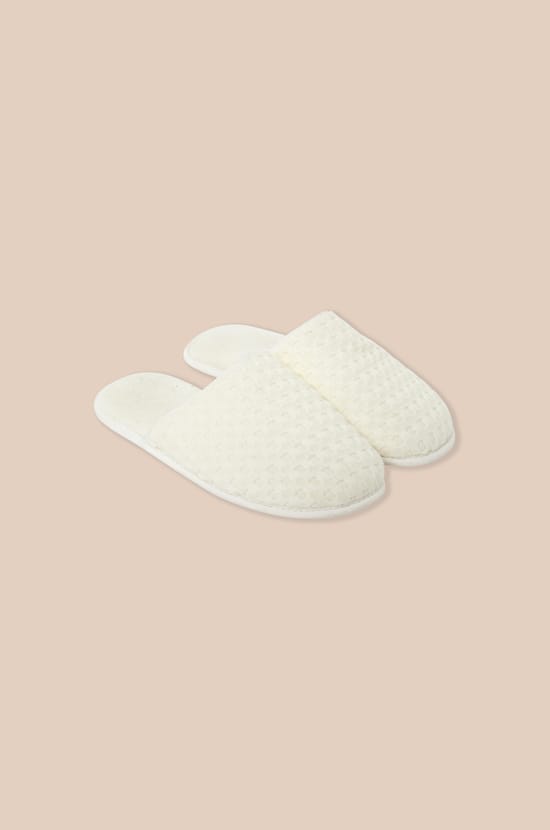 Honeycomb Cotton Mule Slippers;${refinementColor}