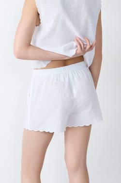 Embroidered Cotton Pyjama Shorts;${refinementColor}