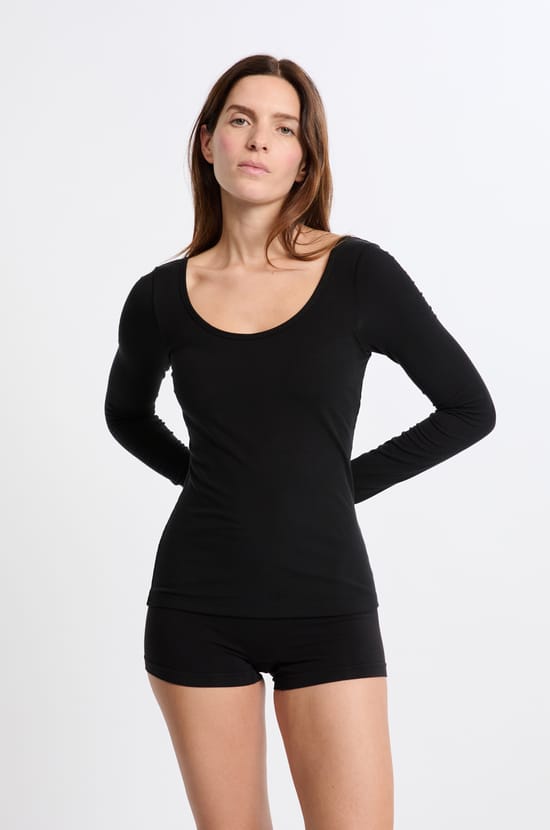 T-shirt manches longues col rond avec brassière intégrée;${refinementColor}
