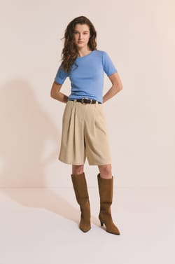 T-shirt manches courtes avec coton modal;${refinementColor}