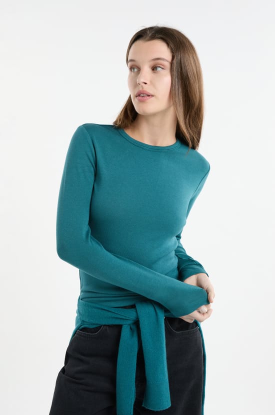 T-shirt &agrave; manches longues en coton;${refinementColor}