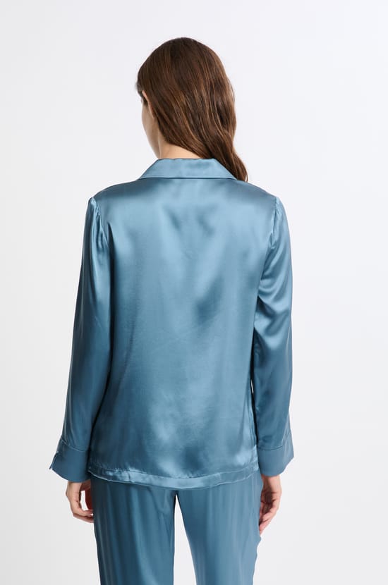 Chemise de pyjama manches longues en soie;${refinementColor}