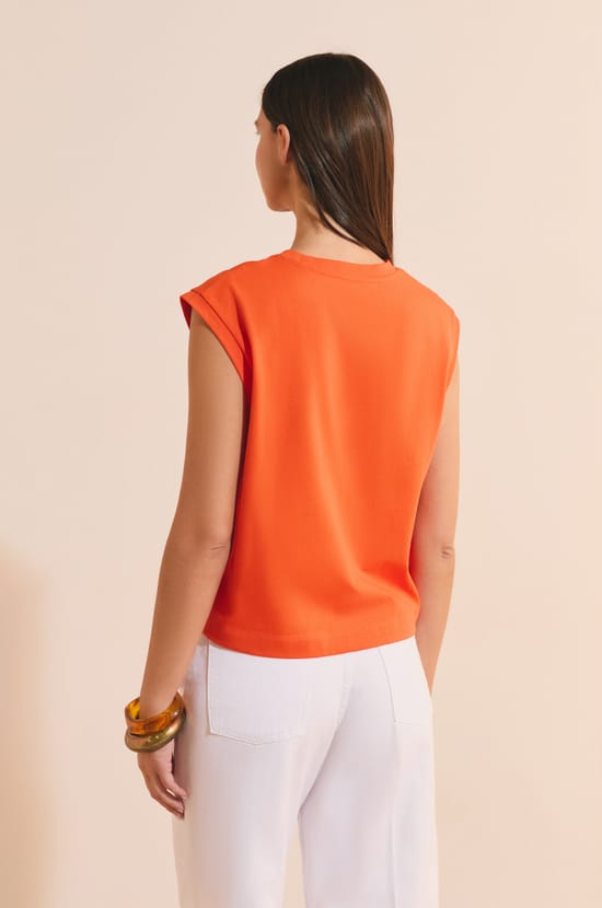 T-shirt sans manches en coton;${refinementColor}