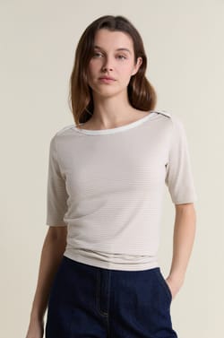 T-shirt met ronde hals en strepen;${refinementColor}